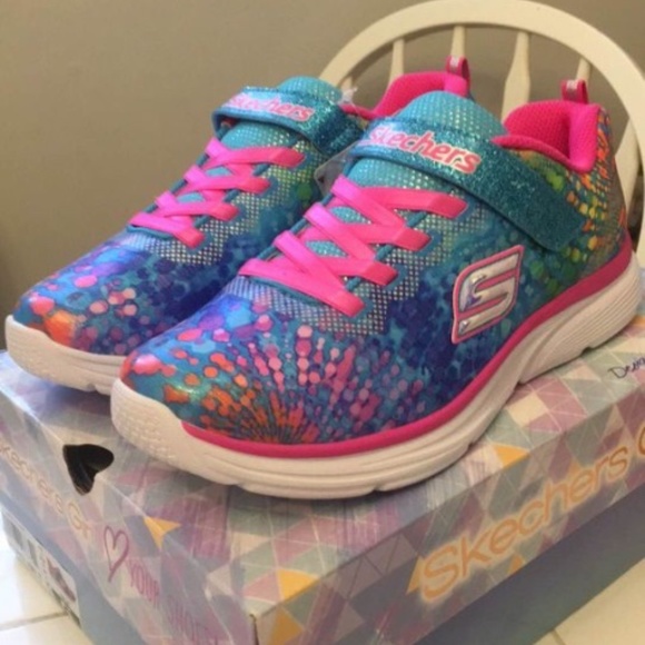 BRAND NEW girl skechers wavy lites velcro shoes size 5Y - Picture 5 of 6